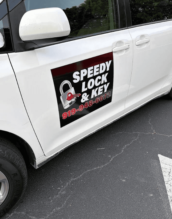Speedy Lock & Key branded service van in Raleigh, NC